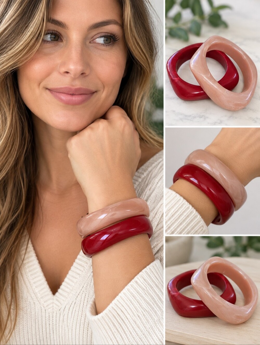 Altar'd State Resin Bangle Duo - Blush & Burgundy